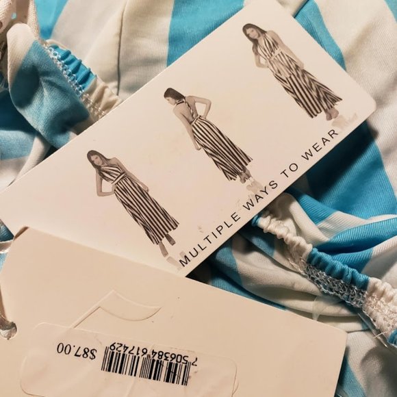 NWT Fifth Love Multi Way Wear Dress small fits oversized wrap style blue / white - Picture 4 of 4